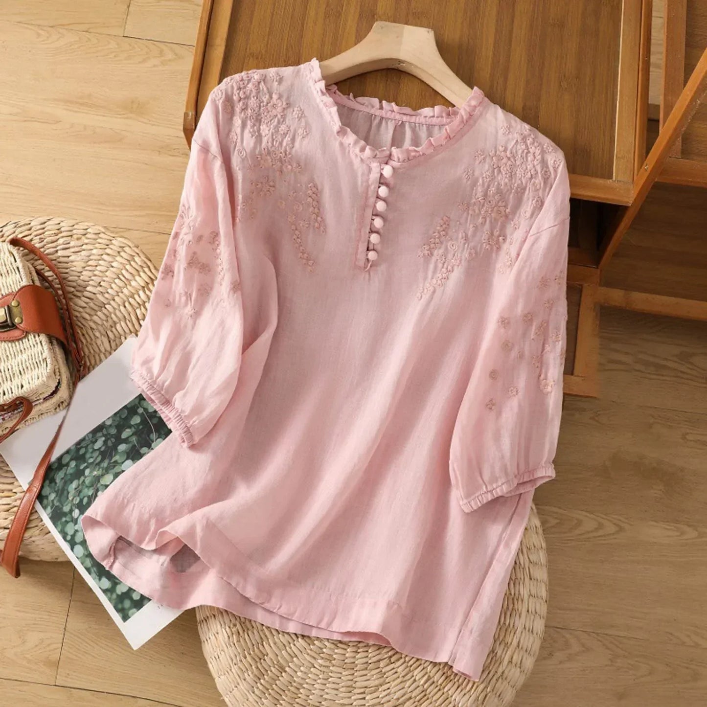 Jacqueline | Women's Floral Button-Front Blouse – Floral Print, Casual
