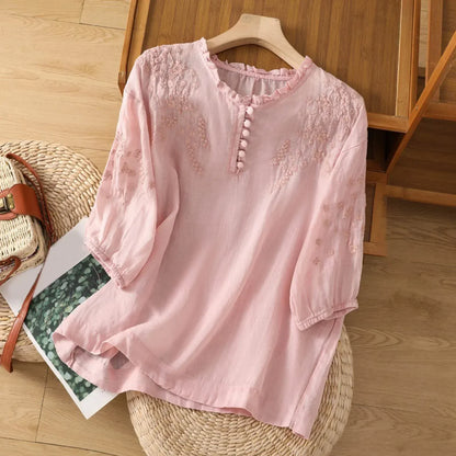 Jacqueline | Women's Floral Button-Front Blouse – Floral Print, Casual