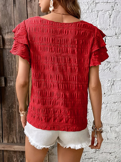 Marcia | Women's Light & Breezy Blouse with Fun Ruffles – Ruffle Detail, Casual