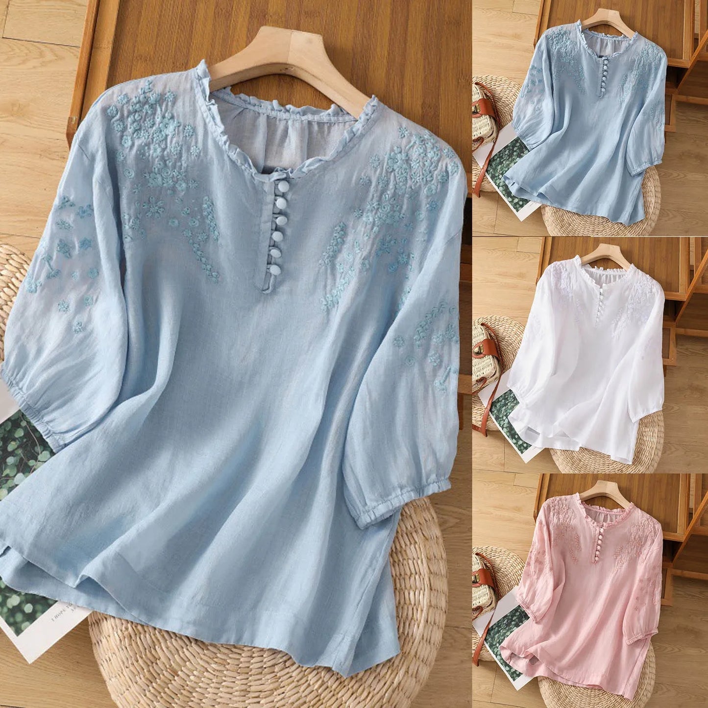 Jacqueline | Women's Floral Button-Front Blouse – Floral Print, Casual