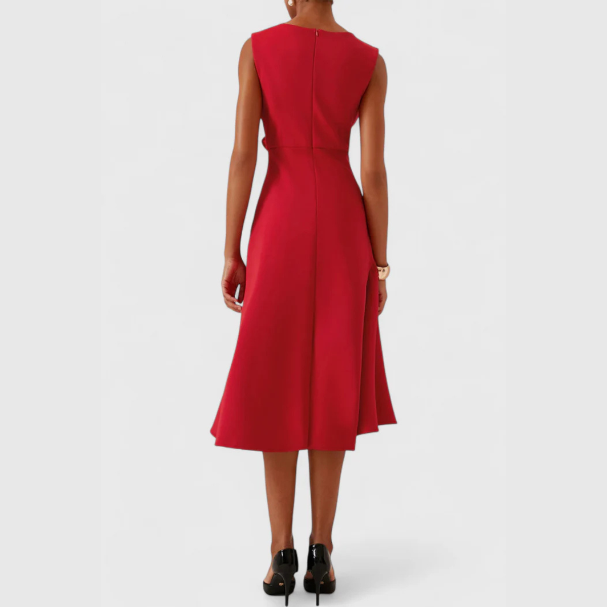 Barbara | Women's Draped Asymmetric Midi Dress – Asymmetric Hem