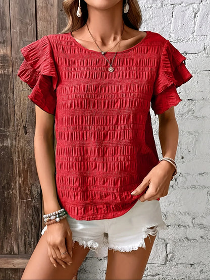 Marcia | Women's Light & Breezy Blouse with Fun Ruffles – Ruffle Detail, Casual