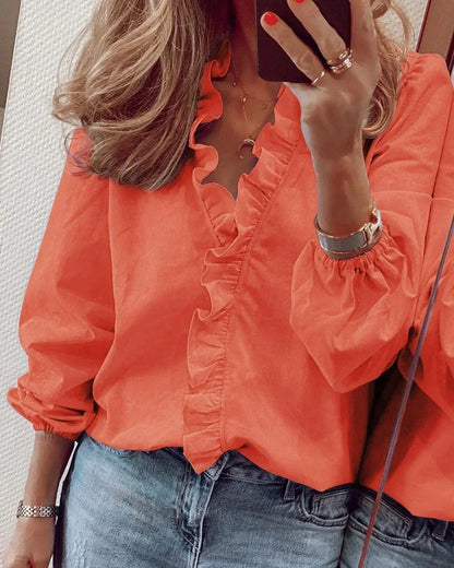 Valerie | Women's Feminine Blouse with Playful Ruffles – Mini, Ruffle Detail