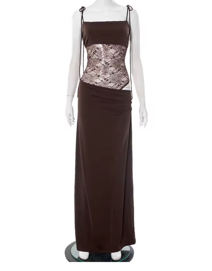 Sally | Women's Long Dress with Lace Detail – Lace Detail