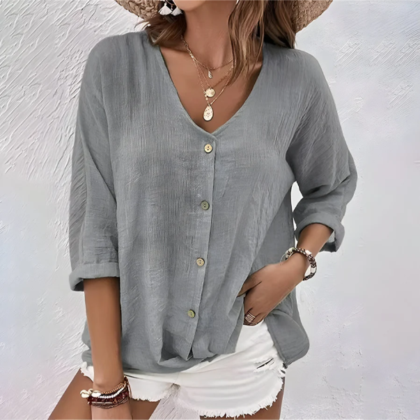 Azure | Women's Relaxed Button-Up Blouse – Casual