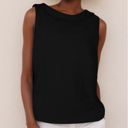 Margo | Women's Sleeveless Roll Collar Top – Sleeveless