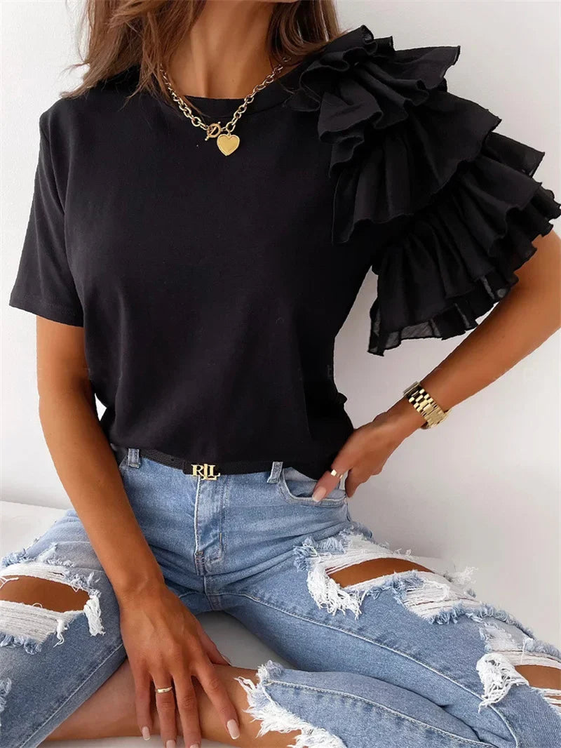 Lynn | Women's Chic Top with Bold Ruffle Sleeves – Ruffle Detail