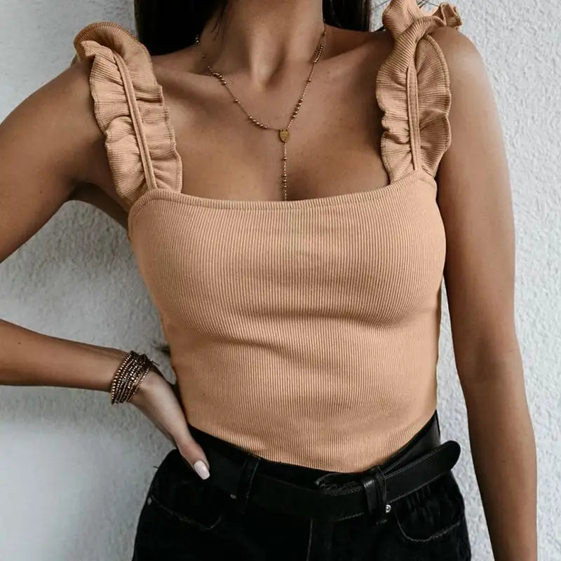 Vivian | Women's Delightful Ruffled Summer Top – Ruffle Detail, Summer