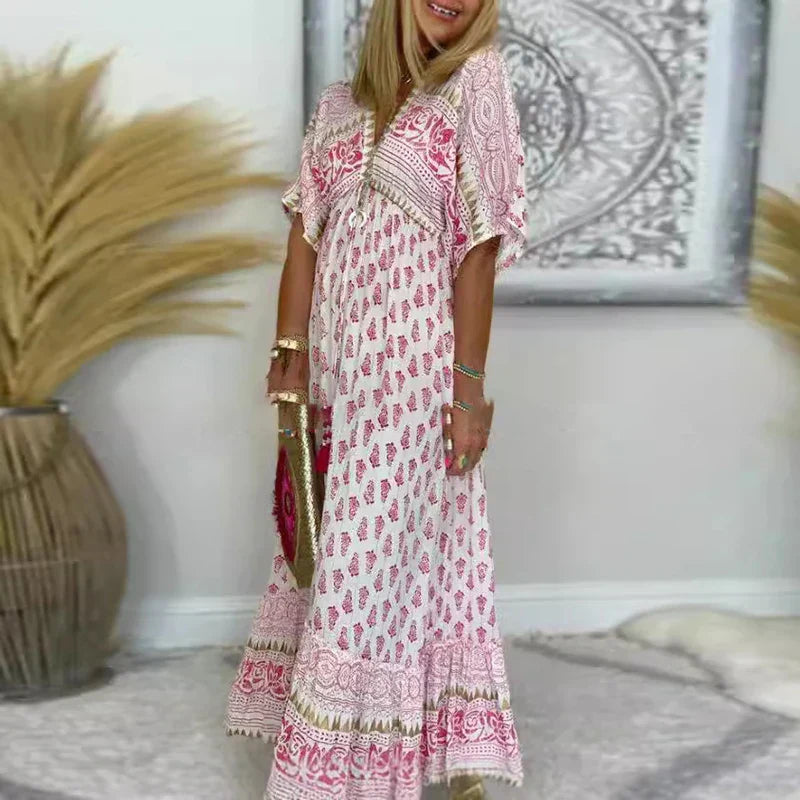 Daisy | Women's Boho Print Maxi Dress – Maxi, Boho