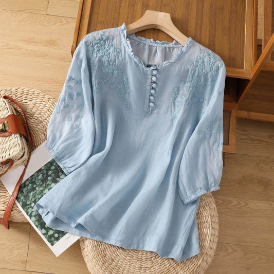 Jacqueline | Women's Floral Button-Front Blouse – Floral Print, Casual