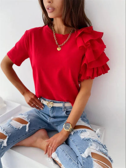 Lynn | Women's Chic Top with Bold Ruffle Sleeves – Ruffle Detail