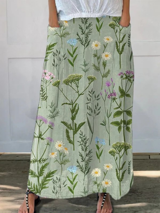 Gina | Women's Enriched Spring Field Repeat Pattern Printed Pocket Skirt – Feminine