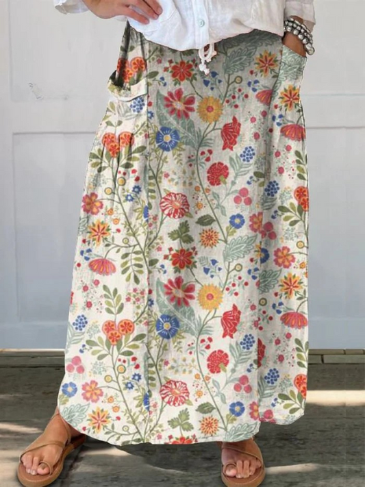 Alison | Women's Floral  Print Elastic waistband Pocket Skirt – Floral Print, Feminine