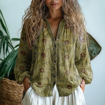 Sharon | Women's Relaxed Blouse with Nature Print – Casual