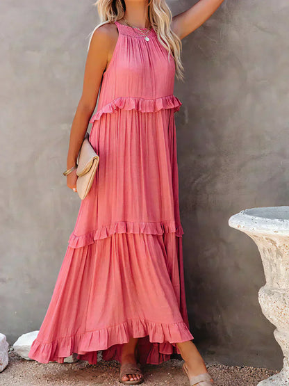 Vera | Women's Elegant Sleeveless Dress with Ruffles – Sleeveless, Ruffle Detail
