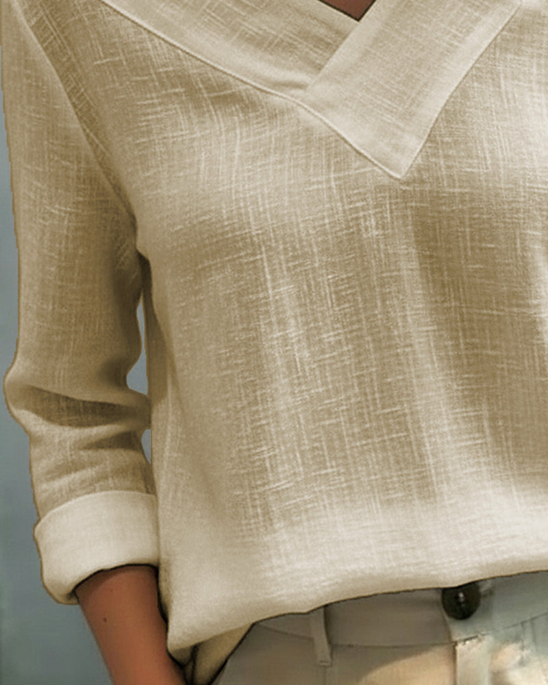 Daisy | Women's Asymmetric V-Neck Long Sleeve Top – Asymmetric Hem, V-Neck
