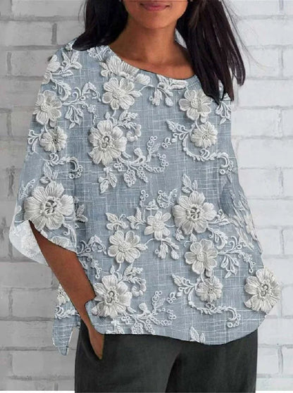 Rebecca | Women's Vintage Floral Relaxed Blouse – Floral Print, Casual