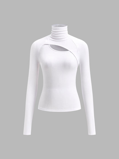 Mella | Women's Turtleneck Cutout Top Long Sleeve Fitted Going Out Top – Long Sleeve