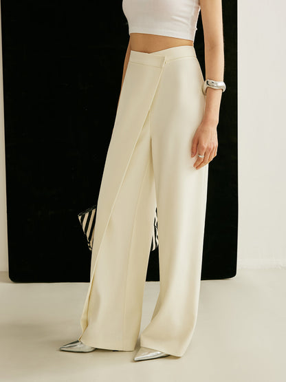 Trek | Women's High Waist Wide Leg Trousers Asymmetric Wrap Pants – Wrap Style, Asymmetric Hem