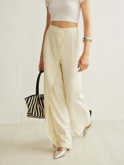 Trek | Women's High Waist Wide Leg Trousers Asymmetric Wrap Pants – Wrap Style, Asymmetric Hem