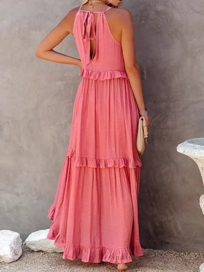 Vera | Women's Elegant Sleeveless Dress with Ruffles – Sleeveless, Ruffle Detail