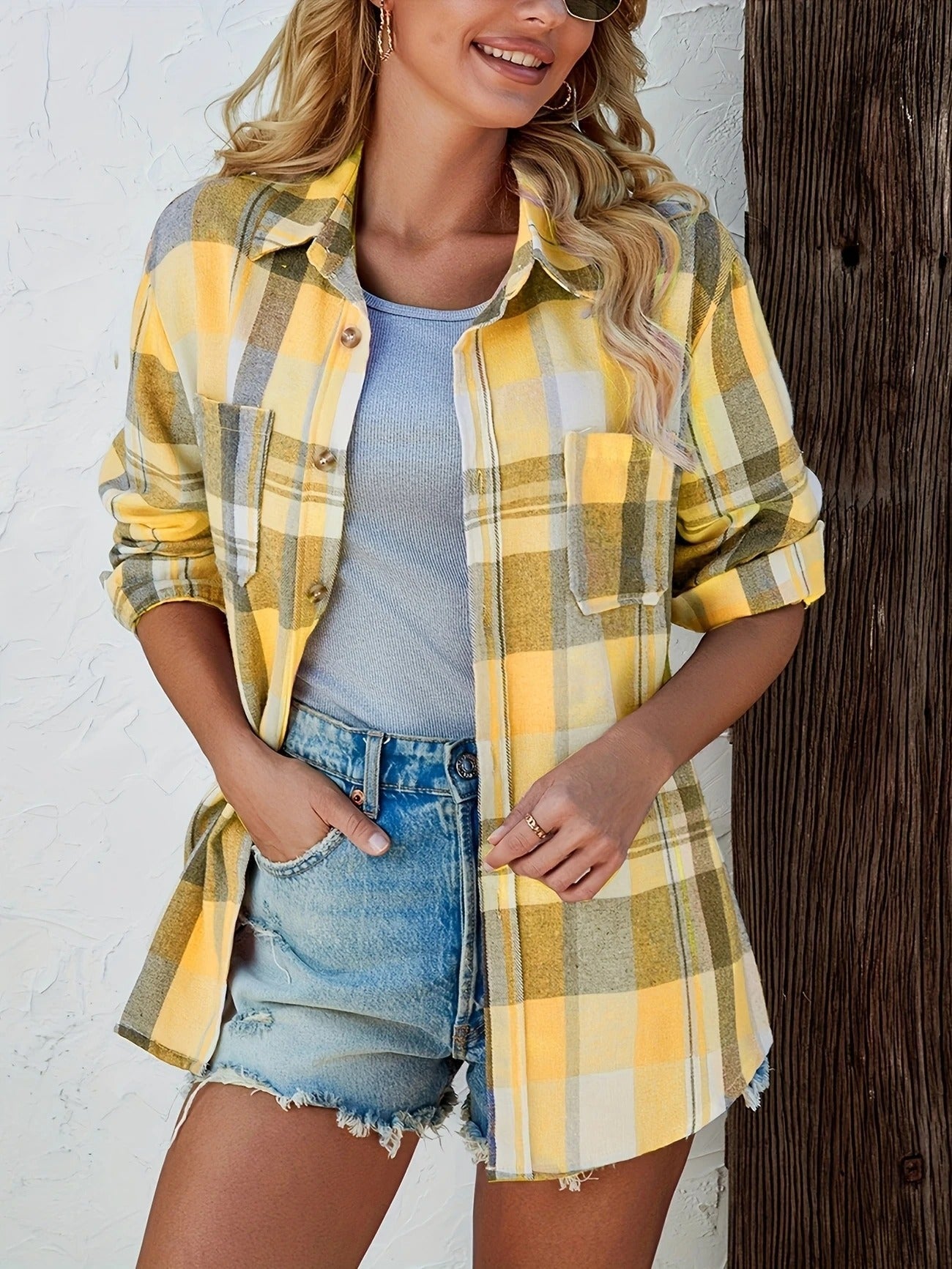 Frances | Women's Oversized Plaid Flannel Button-Down Shirt – Classic