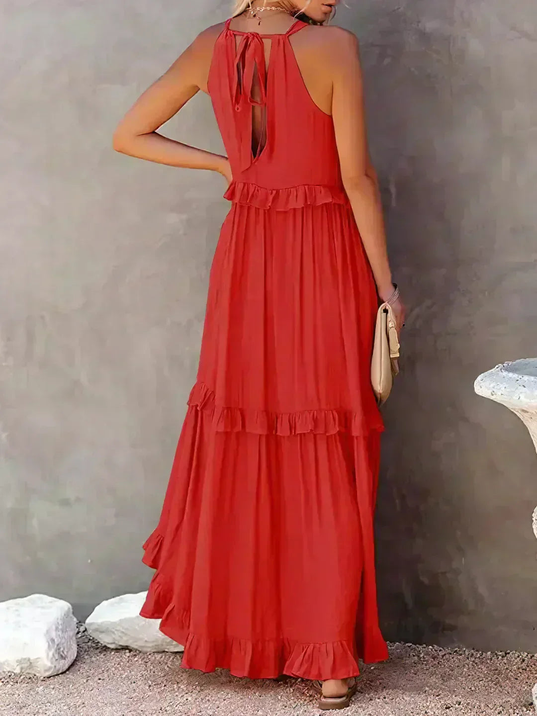 Vera | Women's Elegant Sleeveless Dress with Ruffles – Sleeveless, Ruffle Detail