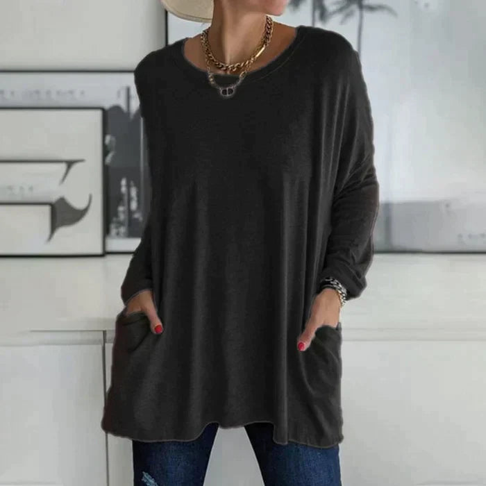 Erin | Women's Oversized Long Sleeve Tunic Top with Pockets – Long Sleeve