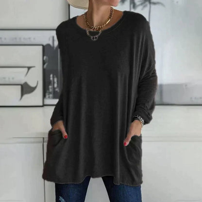 Erin | Women's Oversized Long Sleeve Tunic Top with Pockets – Long Sleeve