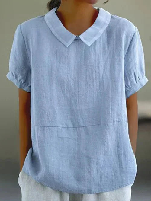 Bella | Women's Peter Pan Collar Short Sleeve Casual Top