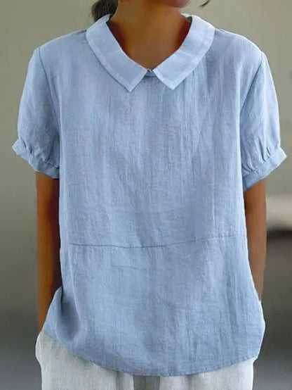 Bella | Women's Peter Pan Collar Short Sleeve Casual Top