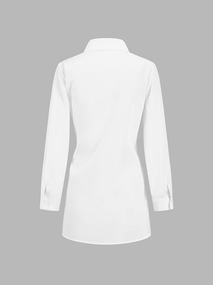 Eliza | Women's Tie Waist Button Down Long Sleeve Shirt Blouse – Casual