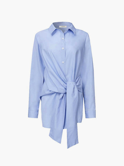 Eliza | Women's Tie Waist Button Down Long Sleeve Shirt Blouse – Casual