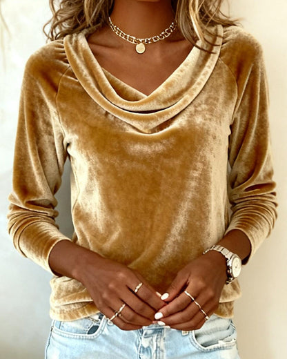 Eleanor | Women's Luxurious Velvet Drape-Neck Top – Velvet