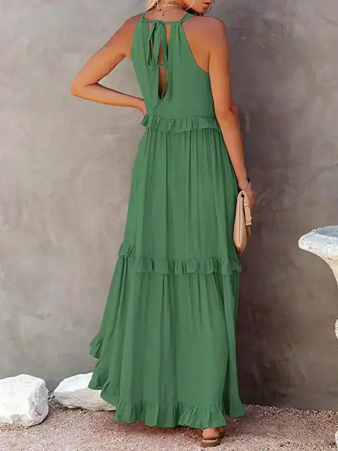 Vera | Women's Elegant Sleeveless Dress with Ruffles – Sleeveless, Ruffle Detail