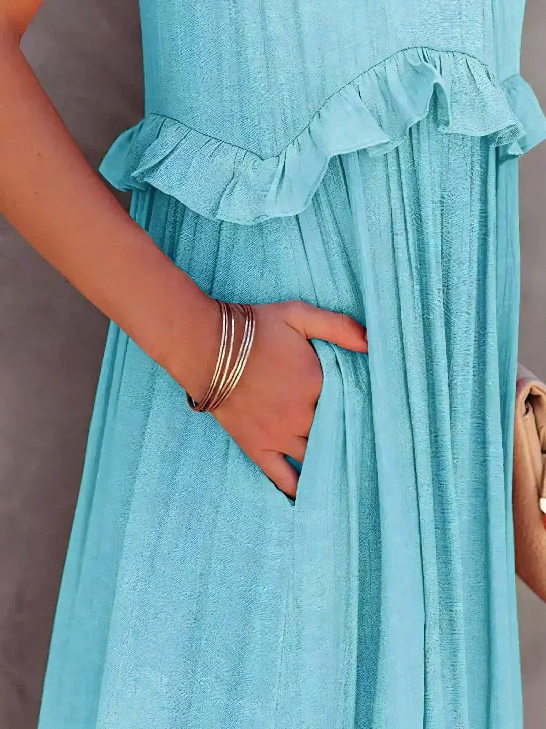 Vera | Women's Elegant Sleeveless Dress with Ruffles – Sleeveless, Ruffle Detail