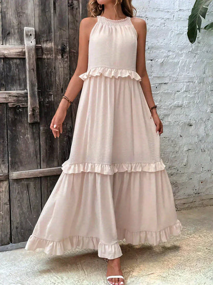 Vera | Women's Elegant Sleeveless Dress with Ruffles – Sleeveless, Ruffle Detail