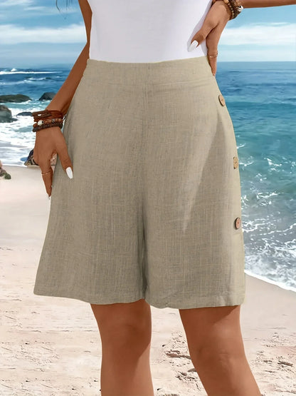 Heather | Women's Comfortable Shorts With Buttons