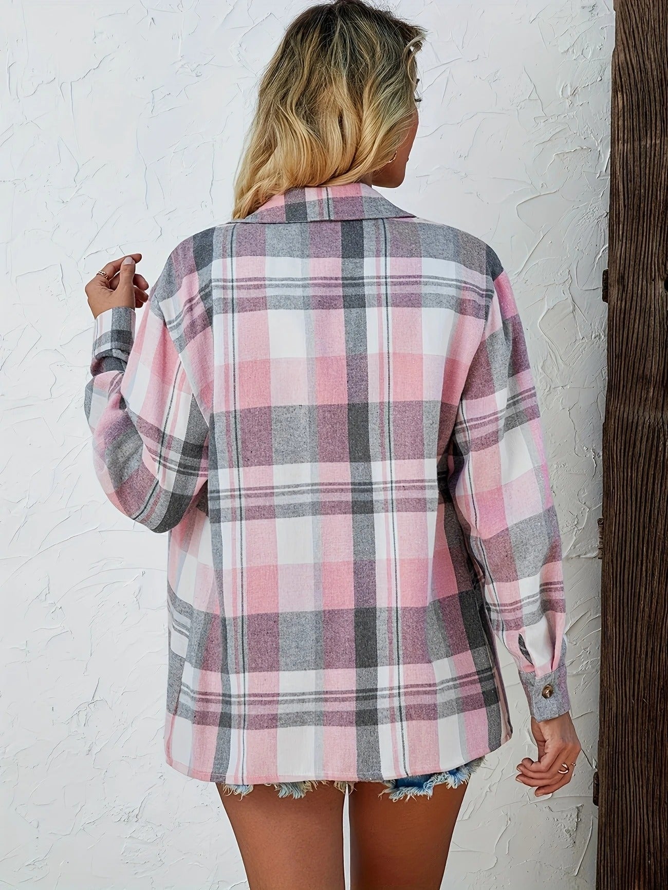 Frances | Women's Oversized Plaid Flannel Button-Down Shirt – Classic