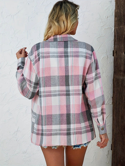 Frances | Women's Oversized Plaid Flannel Button-Down Shirt – Classic