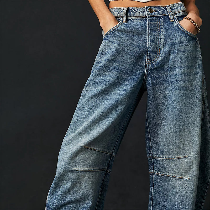 Somerset | Women's High Waist Barrel Leg Jeans Relaxed Fit Denim – Denim