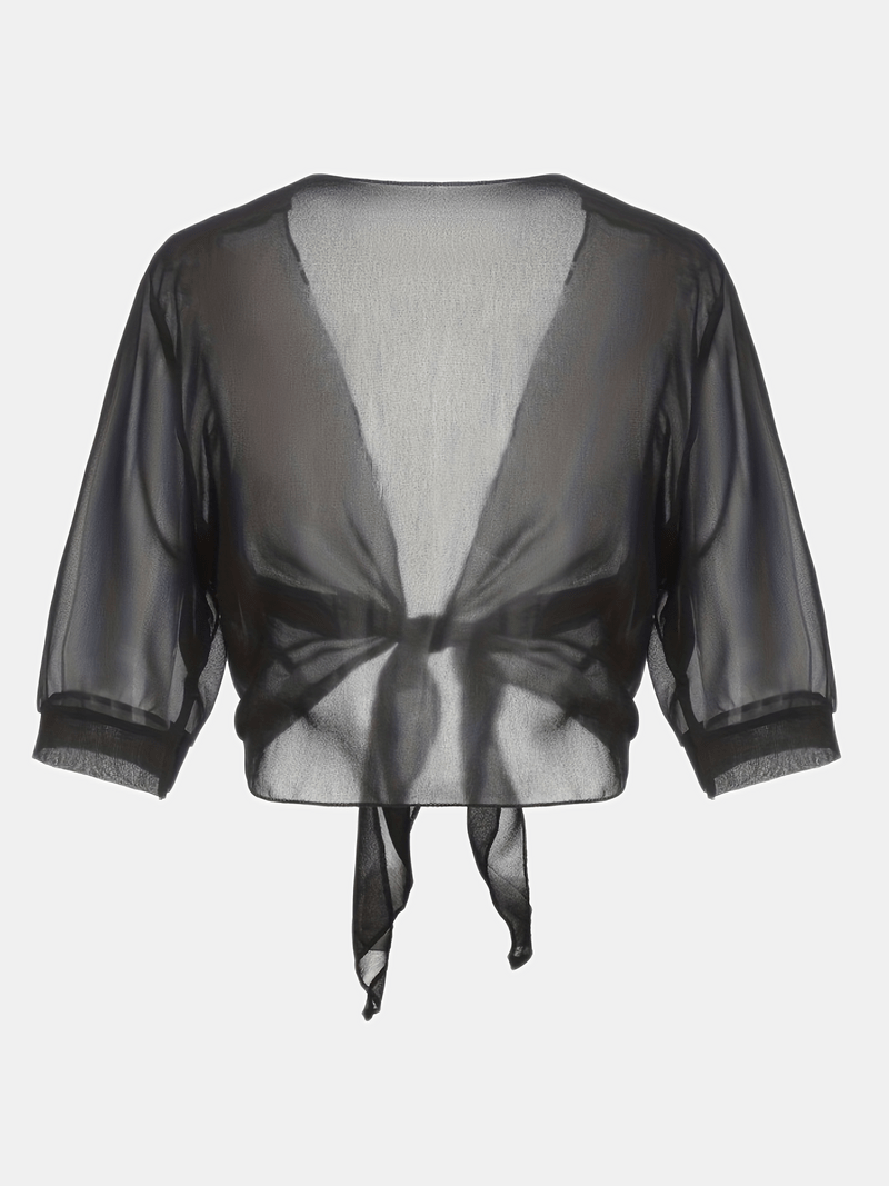 Brenda | Women's Sheer Tie Front Cardigan Open Front Cover Up – Layering