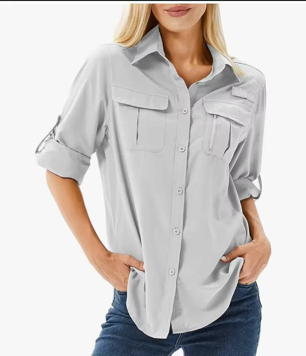 Nova | Women's UPF 50 Long Sleeve Hiking Shirt Roll-Up Safari Shirt – Long Sleeve, Classic