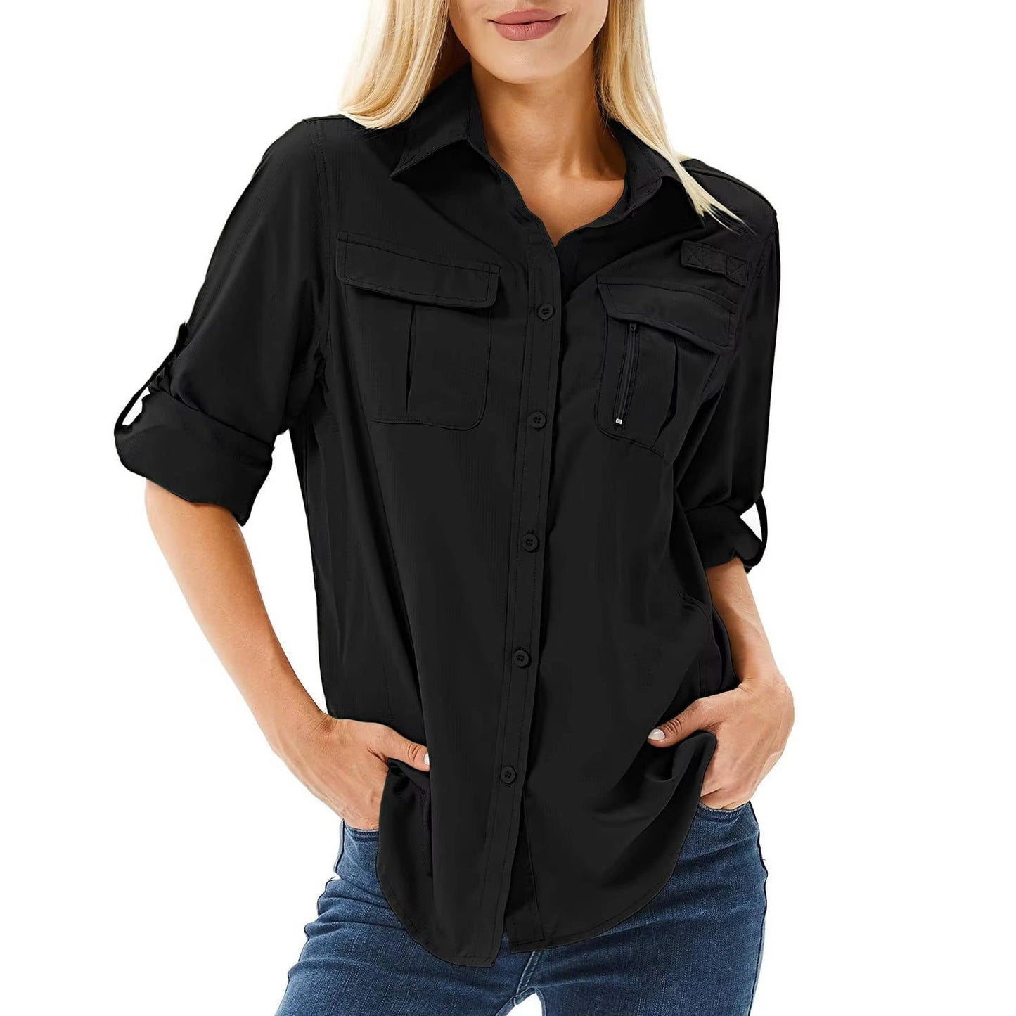 Nova | Women's UPF 50 Long Sleeve Hiking Shirt Roll-Up Safari Shirt – Long Sleeve, Classic