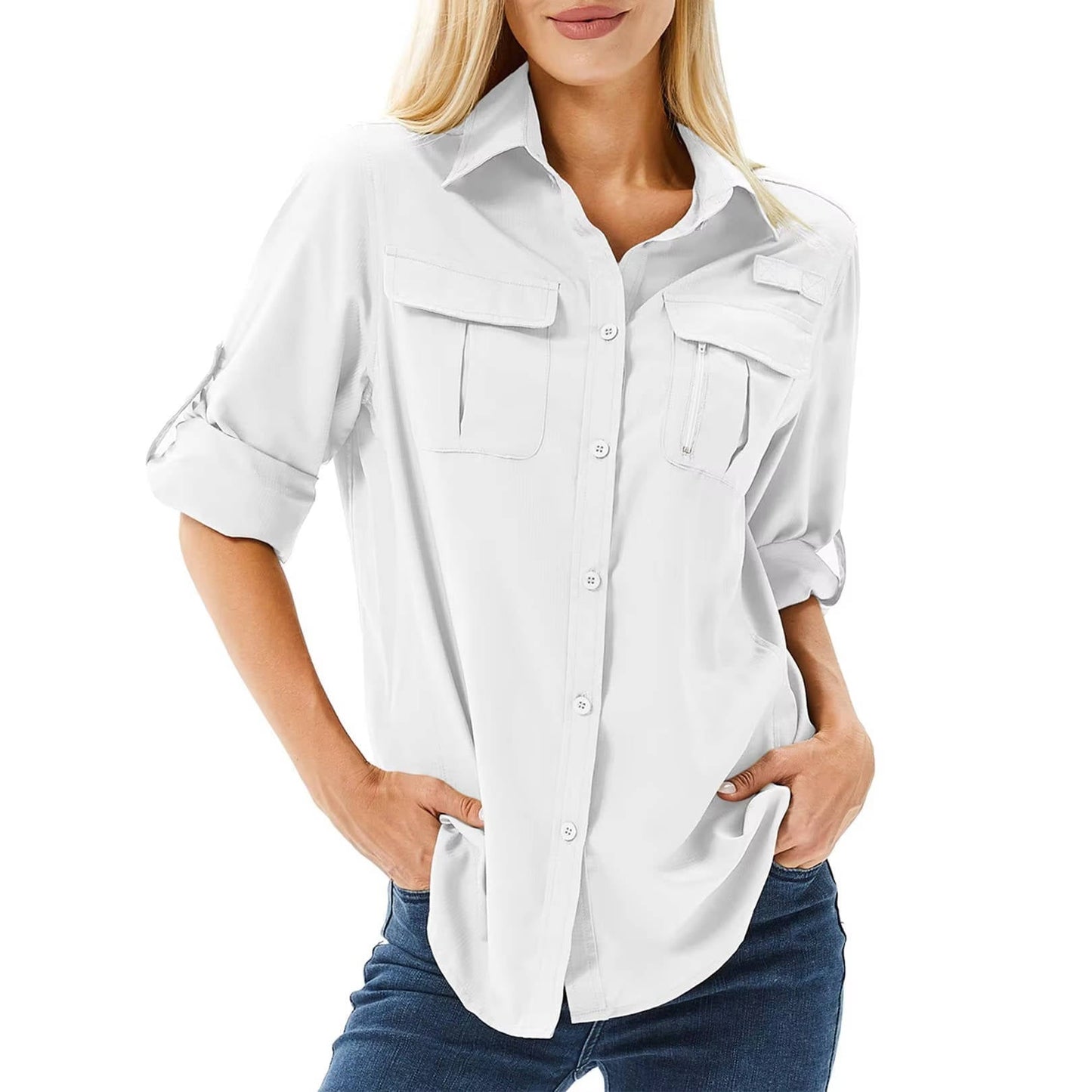 Nova | Women's UPF 50 Long Sleeve Hiking Shirt Roll-Up Safari Shirt – Long Sleeve, Classic