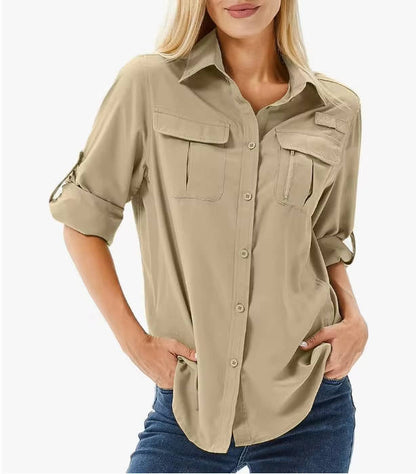 Nova | Women's UPF 50 Long Sleeve Hiking Shirt Roll-Up Safari Shirt – Long Sleeve, Classic