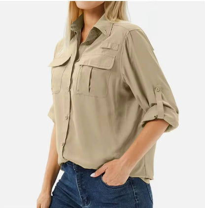 Nova | Women's UPF 50 Long Sleeve Hiking Shirt Roll-Up Safari Shirt – Long Sleeve, Classic