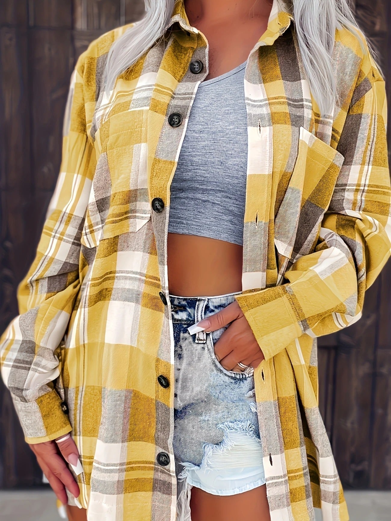 Frances | Women's Oversized Plaid Flannel Button-Down Shirt – Classic