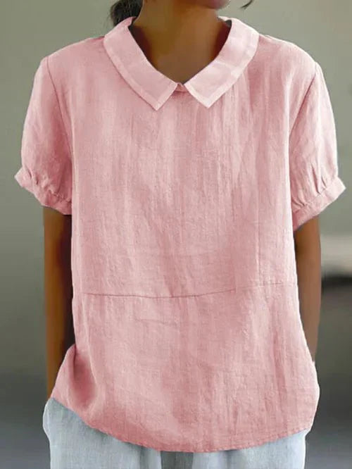 Bella | Women's Peter Pan Collar Short Sleeve Casual Top