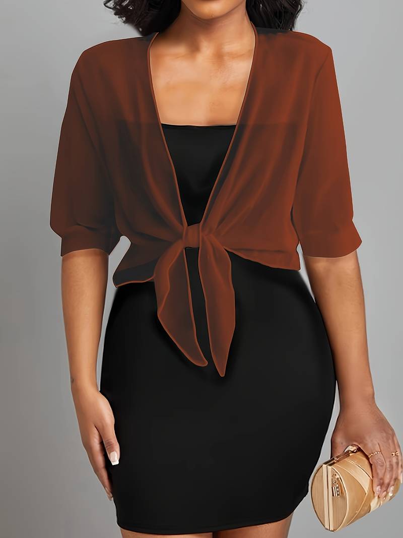 Brenda | Women's Sheer Tie Front Cardigan Open Front Cover Up – Layering